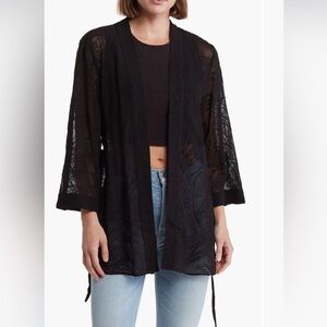 All Saints Black Textured Kimono